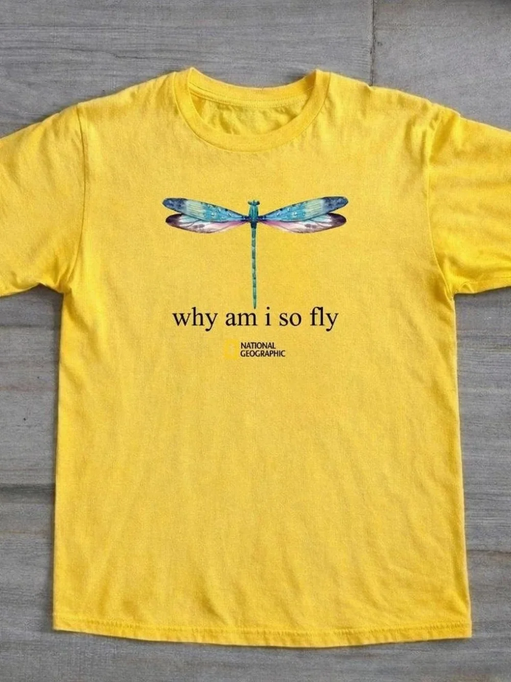 National Geographic Dragonfly Why Am I So Fly Graphic Yellow T-Shirt